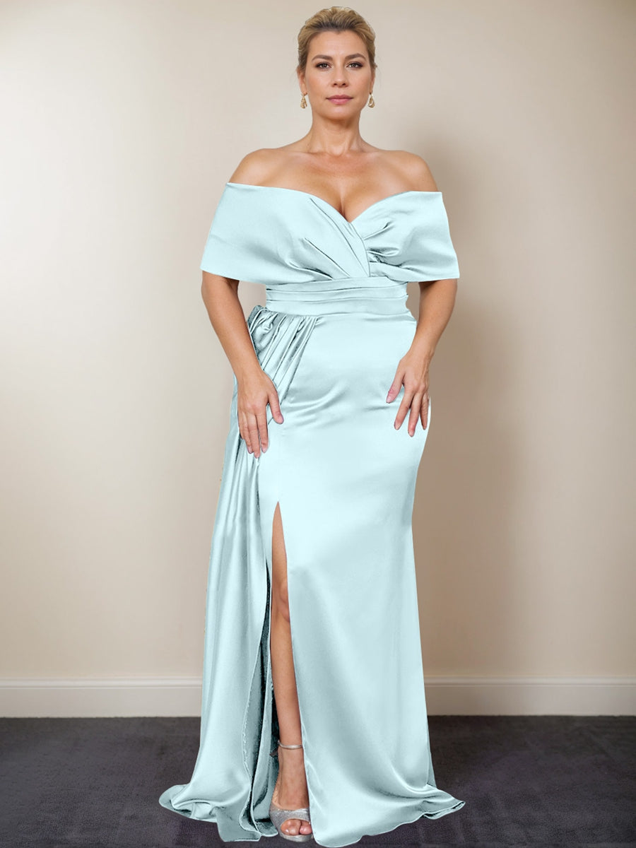 Trumpet/Mermaid Off-the-Shoulder Plus Size Mother of the Bride Dresses with Split Side