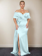 Trumpet/Mermaid Off-the-Shoulder Plus Size Mother of the Bride Dresses with Split Side