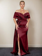 Trumpet/Mermaid Off-the-Shoulder Plus Size Mother of the Bride Dresses with Split Side