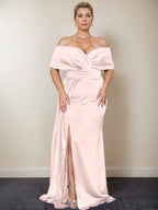 Trumpet/Mermaid Off-the-Shoulder Plus Size Mother of the Bride Dresses with Split Side