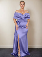 Trumpet/Mermaid Off-the-Shoulder Plus Size Mother of the Bride Dresses with Split Side