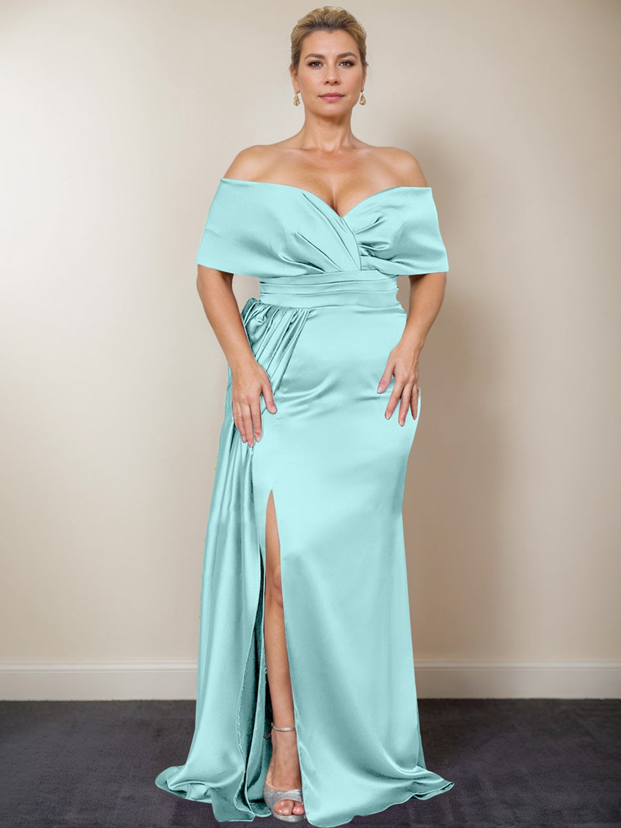 Trumpet/Mermaid Off-the-Shoulder Plus Size Mother of the Bride Dresses with Split Side