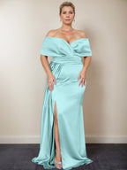Trumpet/Mermaid Off-the-Shoulder Plus Size Mother of the Bride Dresses with Split Side