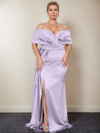 Trumpet/Mermaid Off-the-Shoulder Plus Size Mother of the Bride Dresses with Split Side