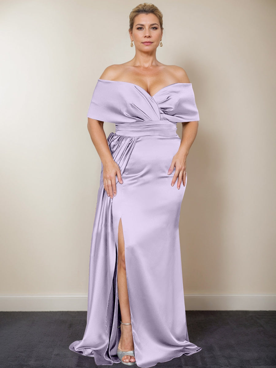 Trumpet/Mermaid Off-the-Shoulder Plus Size Mother of the Bride Dresses with Split Side