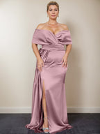 Trumpet/Mermaid Off-the-Shoulder Plus Size Mother of the Bride Dresses with Split Side