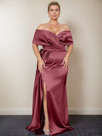Trumpet/Mermaid Off-the-Shoulder Plus Size Mother of the Bride Dresses with Split Side