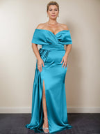 Trumpet/Mermaid Off-the-Shoulder Plus Size Mother of the Bride Dresses with Split Side