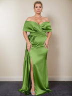 Trumpet/Mermaid Off-the-Shoulder Plus Size Mother of the Bride Dresses with Split Side