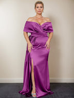 Trumpet/Mermaid Off-the-Shoulder Plus Size Mother of the Bride Dresses with Split Side