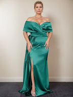 Trumpet/Mermaid Off-the-Shoulder Plus Size Mother of the Bride Dresses with Split Side