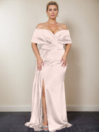 Trumpet/Mermaid Off-the-Shoulder Plus Size Mother of the Bride Dresses with Split Side