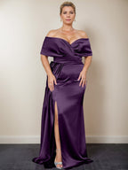 Trumpet/Mermaid Off-the-Shoulder Plus Size Mother of the Bride Dresses with Split Side
