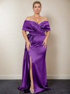 Trumpet/Mermaid Off-the-Shoulder Plus Size Mother of the Bride Dresses with Split Side
