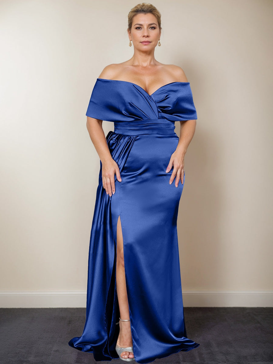Trumpet/Mermaid Off-the-Shoulder Plus Size Mother of the Bride Dresses with Split Side