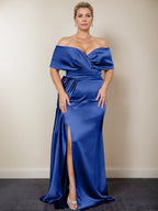 Trumpet/Mermaid Off-the-Shoulder Plus Size Mother of the Bride Dresses with Split Side