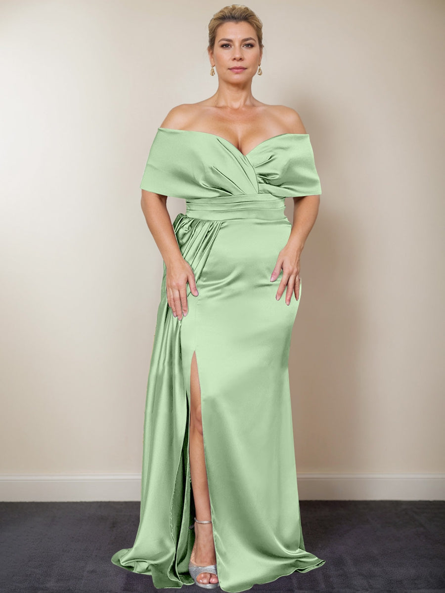 Trumpet/Mermaid Off-the-Shoulder Plus Size Mother of the Bride Dresses with Split Side