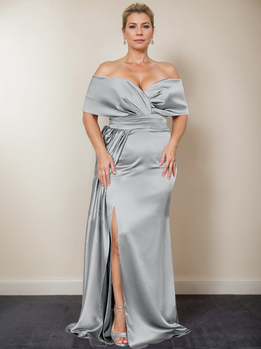 Trumpet/Mermaid Off-the-Shoulder Plus Size Mother of the Bride Dresses with Split Side