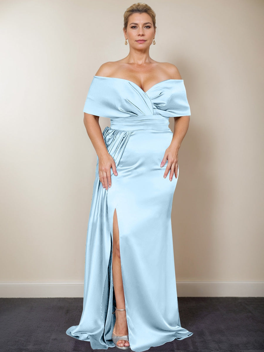 Trumpet/Mermaid Off-the-Shoulder Plus Size Mother of the Bride Dresses with Split Side
