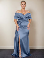 Trumpet/Mermaid Off-the-Shoulder Plus Size Mother of the Bride Dresses with Split Side