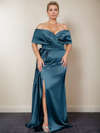 Trumpet/Mermaid Off-the-Shoulder Plus Size Mother of the Bride Dresses with Split Side