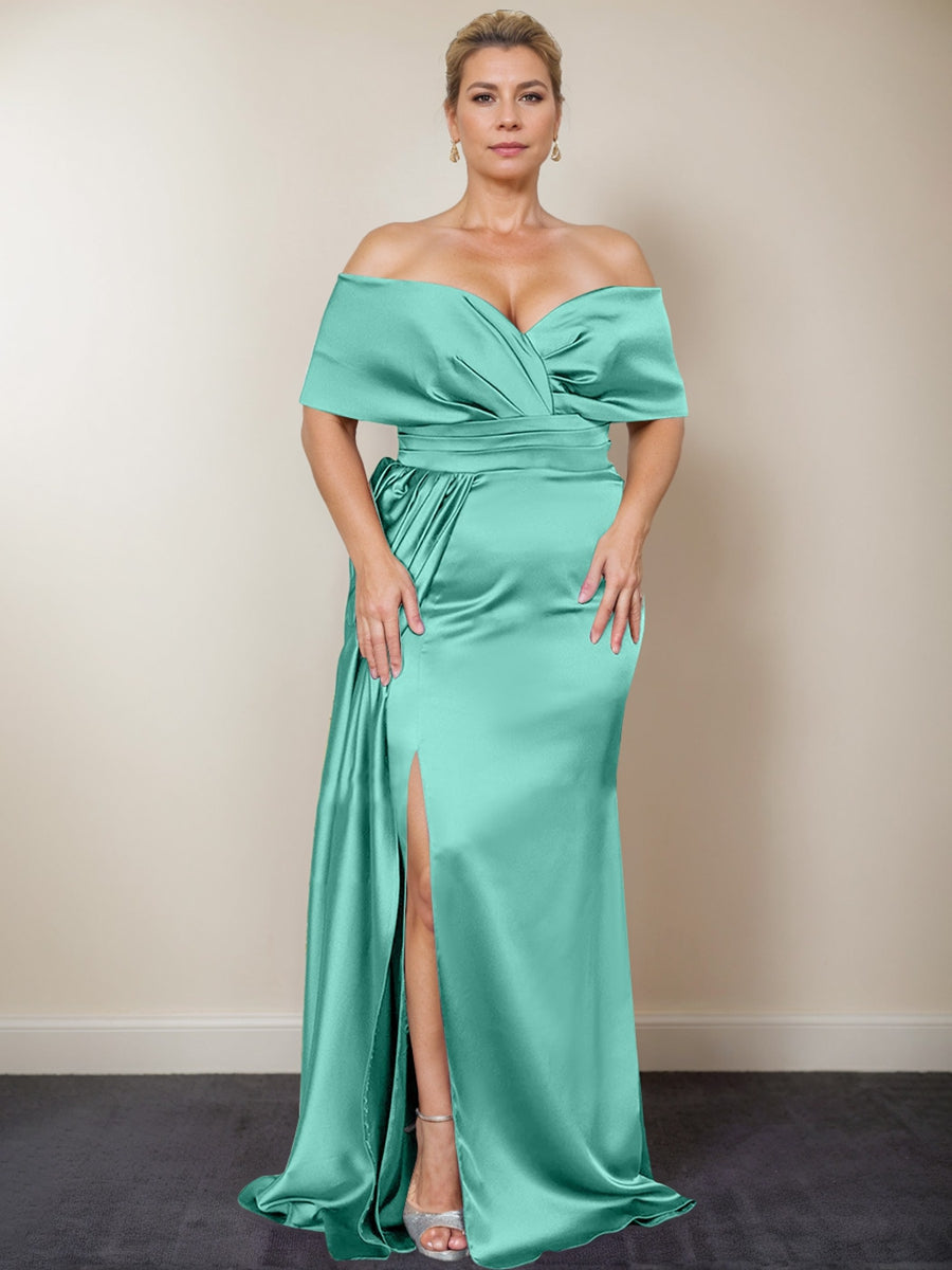 Trumpet/Mermaid Off-the-Shoulder Plus Size Mother of the Bride Dresses with Split Side