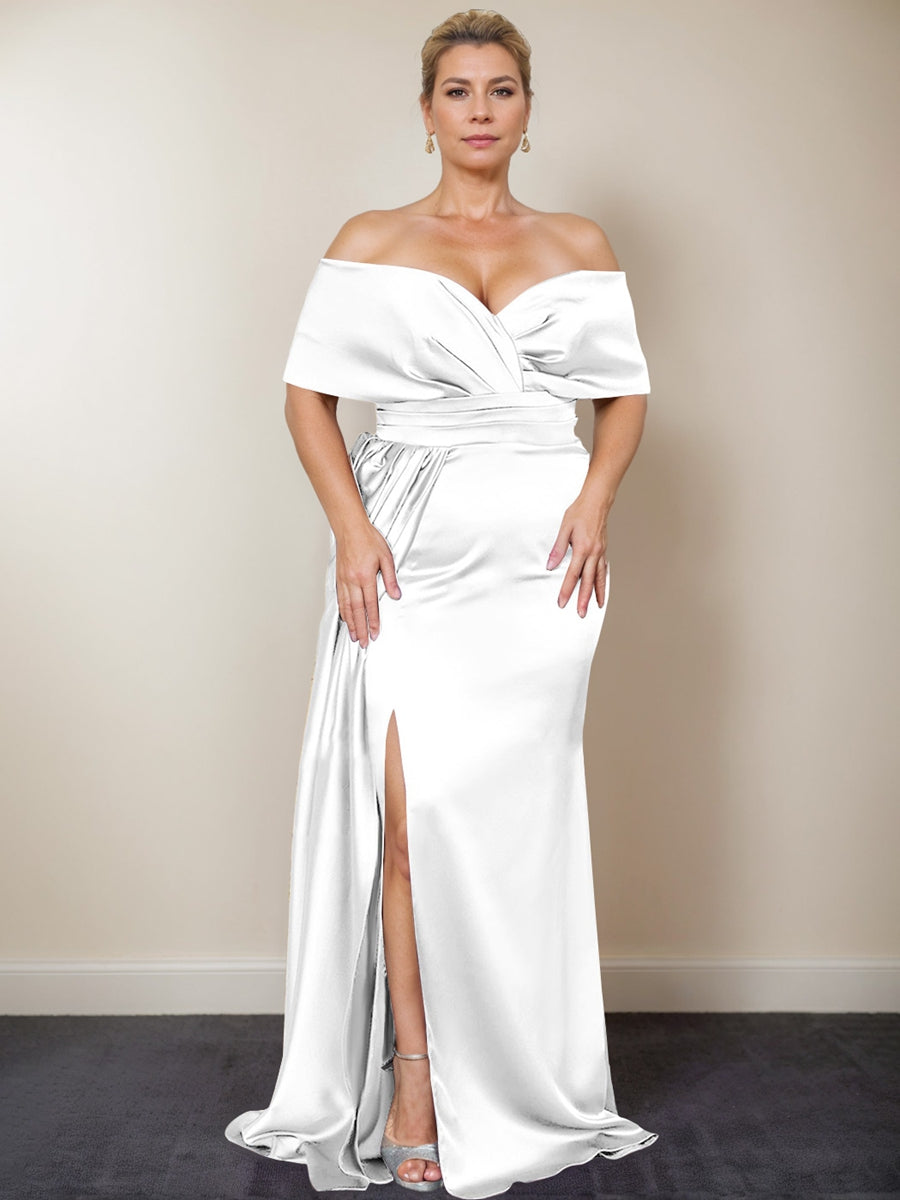 Trumpet/Mermaid Off-the-Shoulder Plus Size Mother of the Bride Dresses with Split Side