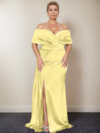 Trumpet/Mermaid Off-the-Shoulder Plus Size Mother of the Bride Dresses with Split Side
