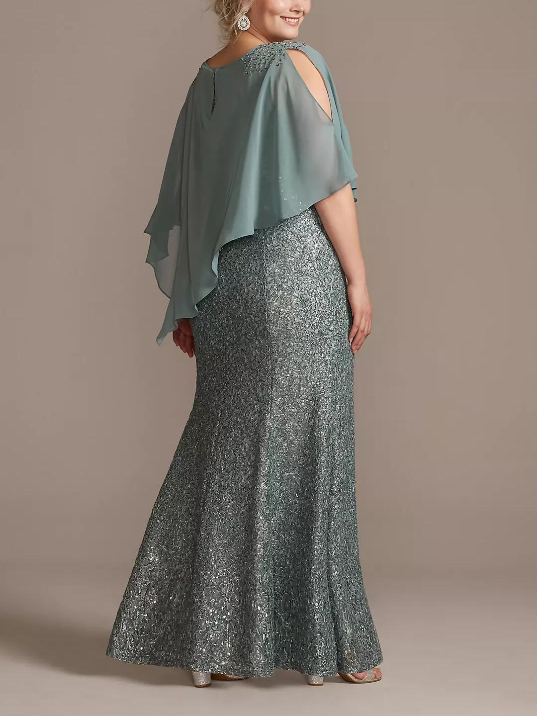 Chiffon Scoop Neck Floor-Length Luxurious Plus Size Mother of the Bride Dress with Beading Sequins