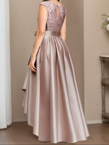A-Line/Princess Jewel Neck Sleeveless Asymmetrical Plus Size Mother Of The Bride Dresses With Pleats