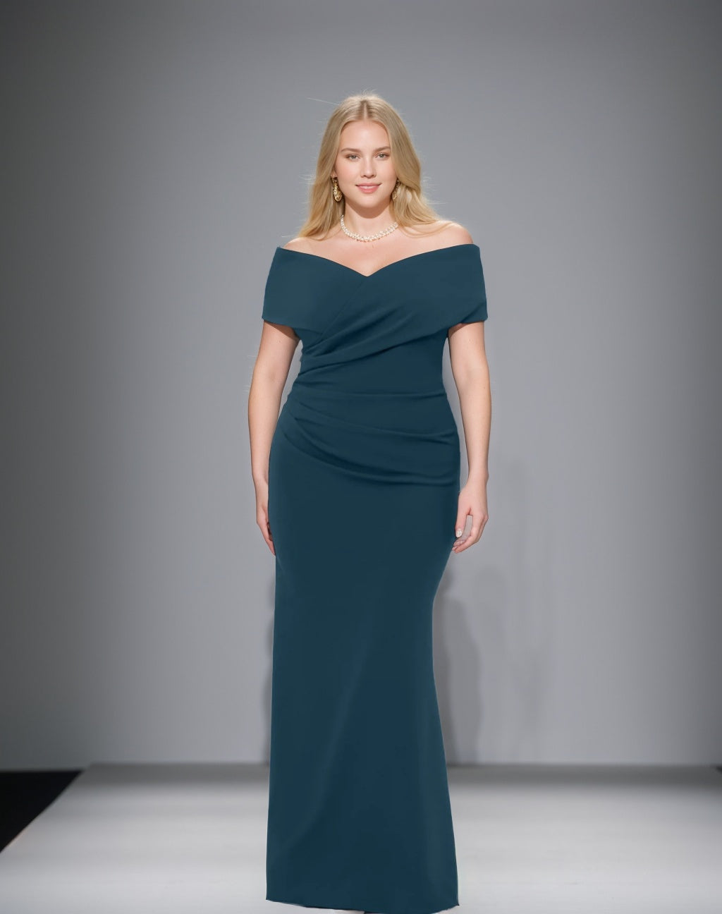 Trumpet/Mermaid Off-the-Shoulder Sleeveless Floor-Length Plus Size Mother Of The Bride Dresses