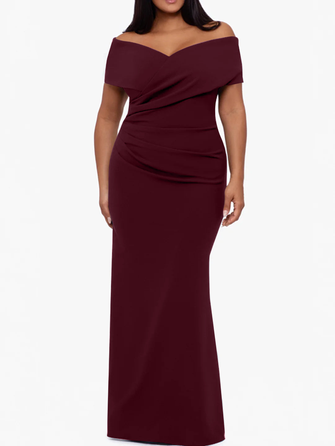 Trumpet/Mermaid Off-the-Shoulder Sleeveless Floor-Length Plus Size Mother Of The Bride Dresses