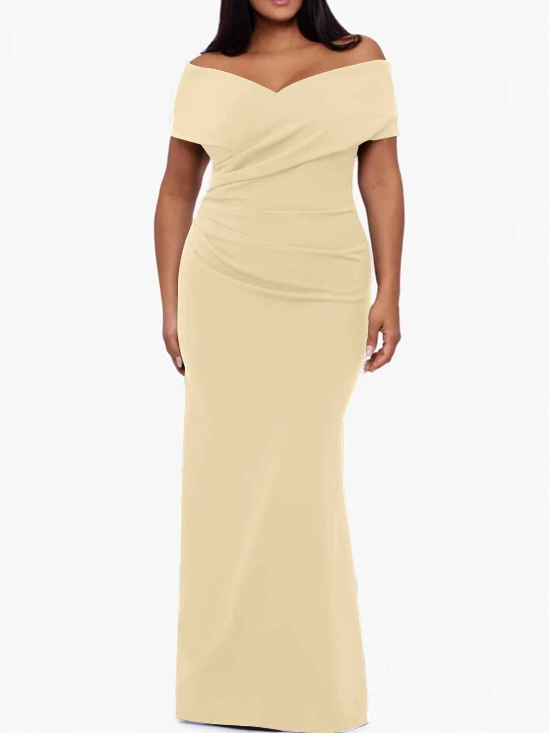 Trumpet/Mermaid Off-the-Shoulder Sleeveless Floor-Length Plus Size Mother Of The Bride Dresses