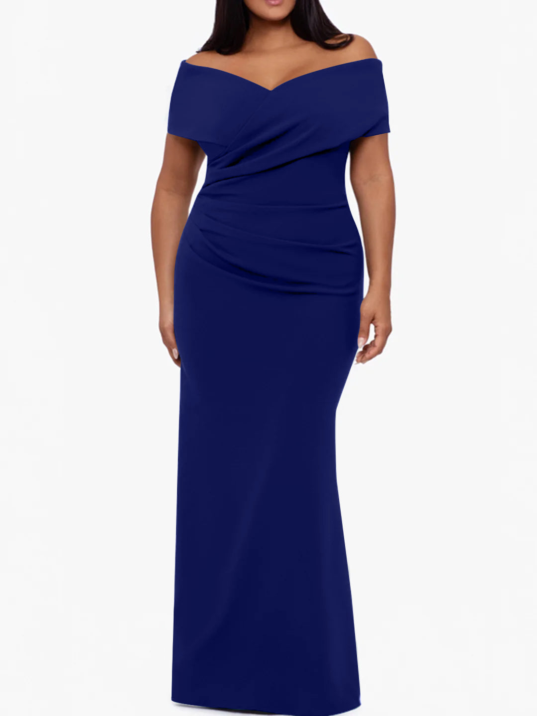 Trumpet/Mermaid Off-the-Shoulder Sleeveless Floor-Length Plus Size Mother Of The Bride Dresses
