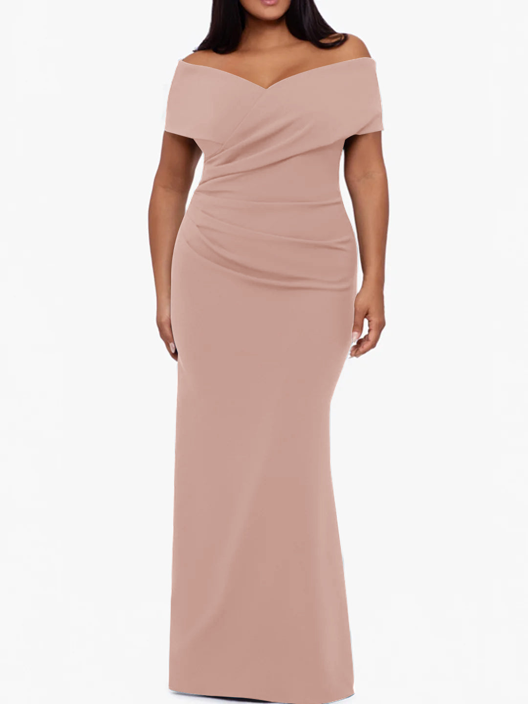Trumpet/Mermaid Off-the-Shoulder Sleeveless Floor-Length Plus Size Mother Of The Bride Dresses