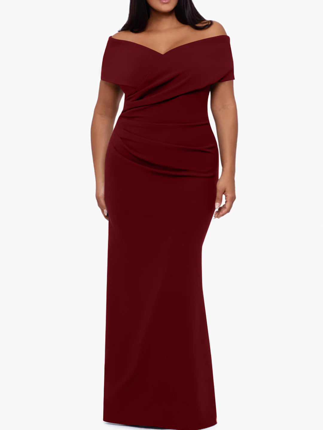 Trumpet/Mermaid Off-the-Shoulder Sleeveless Floor-Length Plus Size Mother Of The Bride Dresses