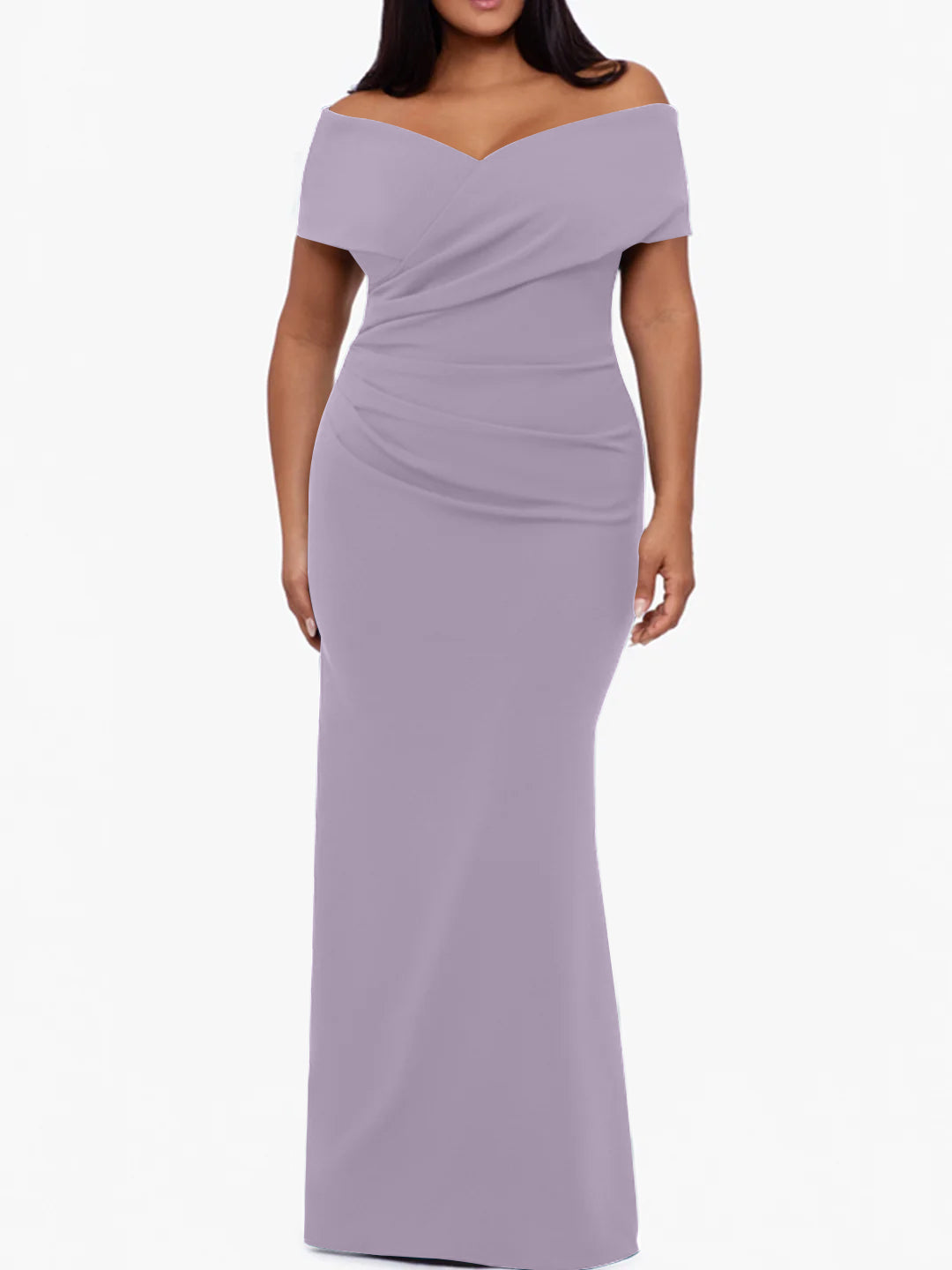 Trumpet/Mermaid Off-the-Shoulder Sleeveless Floor-Length Plus Size Mother Of The Bride Dresses