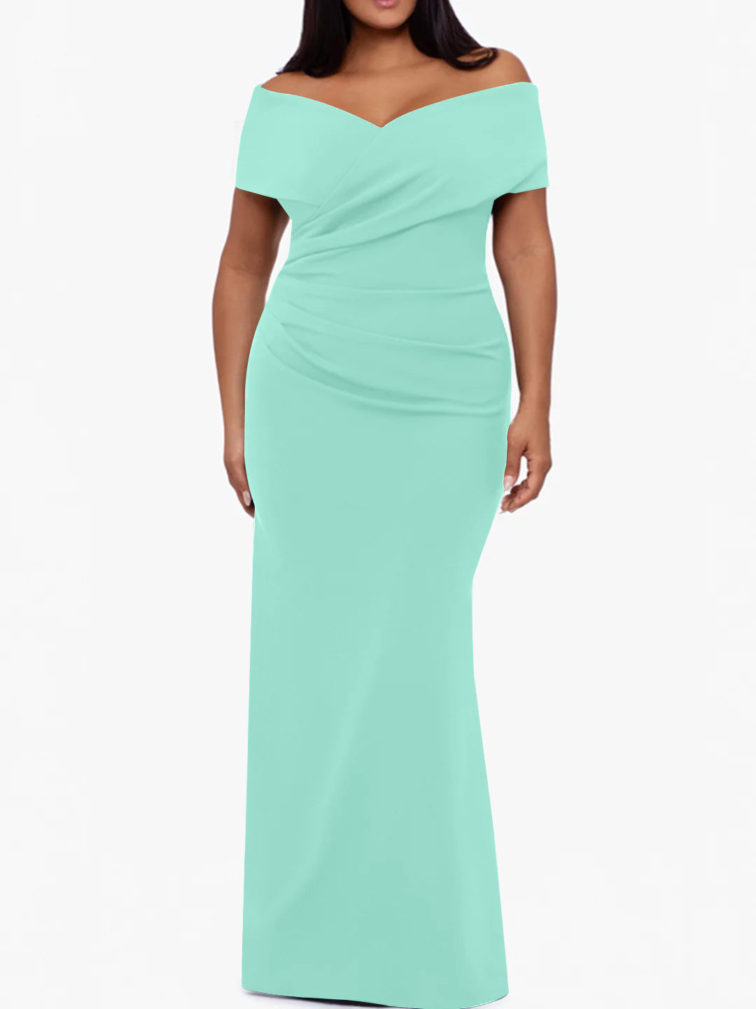 Trumpet/Mermaid Off-the-Shoulder Sleeveless Floor-Length Plus Size Mother Of The Bride Dresses