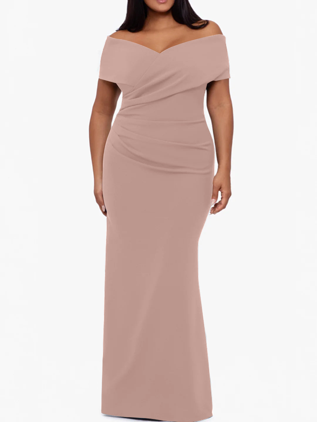 Trumpet/Mermaid Off-the-Shoulder Sleeveless Floor-Length Plus Size Mother Of The Bride Dresses