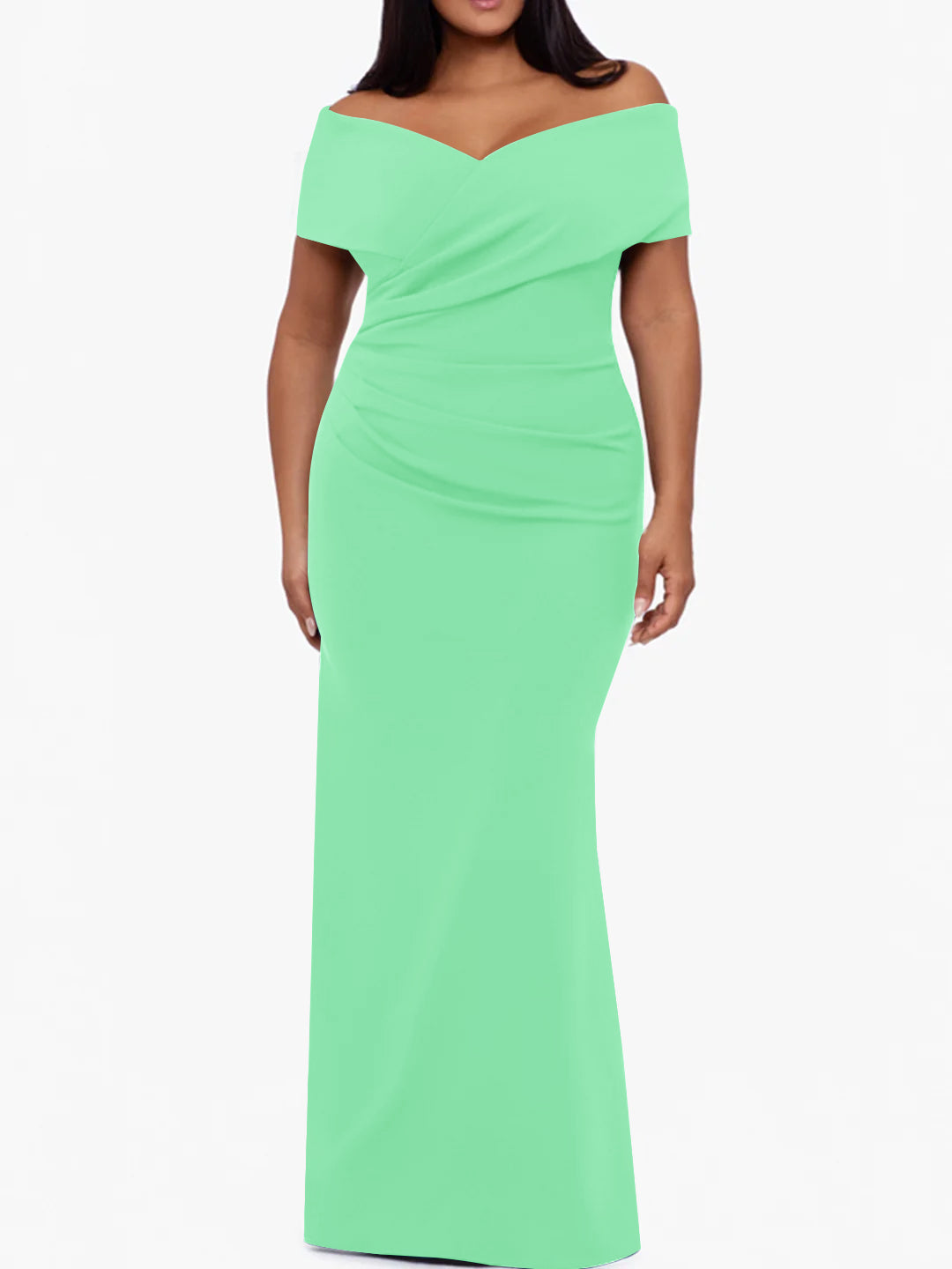 Trumpet/Mermaid Off-the-Shoulder Sleeveless Floor-Length Plus Size Mother Of The Bride Dresses