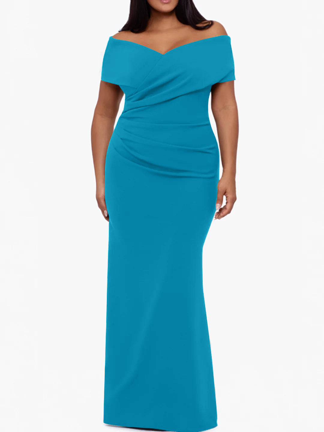 Trumpet/Mermaid Off-the-Shoulder Sleeveless Floor-Length Plus Size Mother Of The Bride Dresses