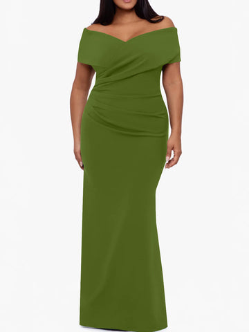 Trumpet/Mermaid Off-the-Shoulder Sleeveless Floor-Length Plus Size Mother Of The Bride Dresses