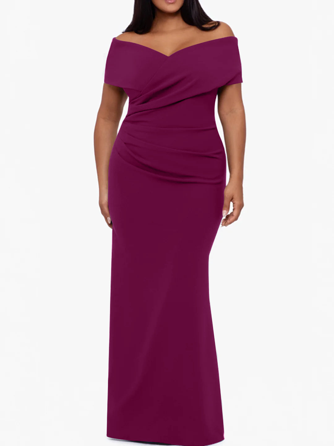 Trumpet/Mermaid Off-the-Shoulder Sleeveless Floor-Length Plus Size Mother Of The Bride Dresses
