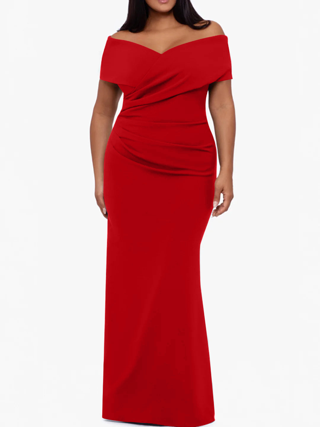 Trumpet/Mermaid Off-the-Shoulder Sleeveless Floor-Length Plus Size Mother Of The Bride Dresses