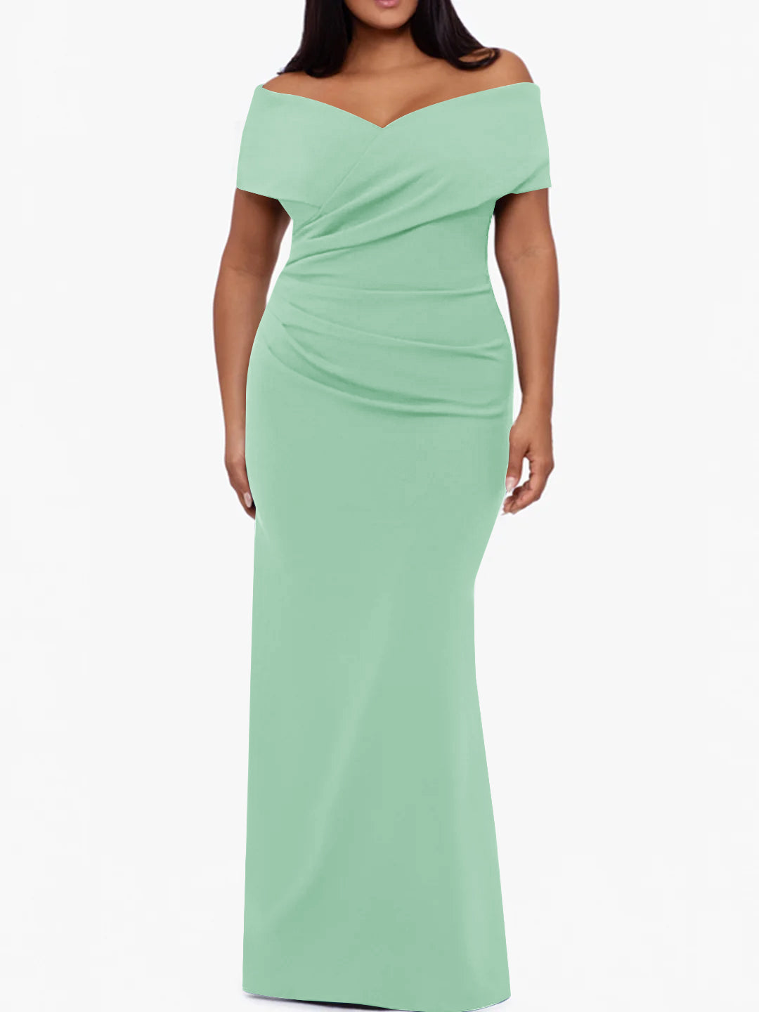 Trumpet/Mermaid Off-the-Shoulder Sleeveless Floor-Length Plus Size Mother Of The Bride Dresses