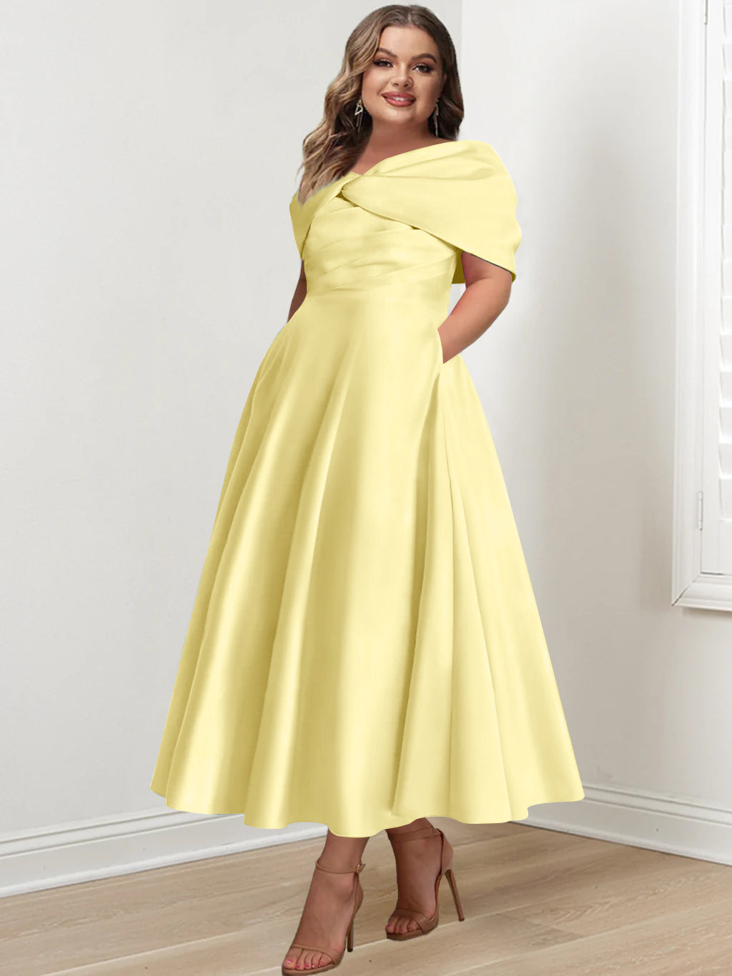 A-Line/Princess Off-The-Shoulder Sleeveless Ankle-Length Plus Size Mother Of The Bride Dresses With Ruffles & Bowknot