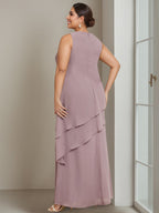 A-Line/Princess Scoop Sleeveless Floor-Length Plus Size Mother of the Bride Long Dresses with Beading