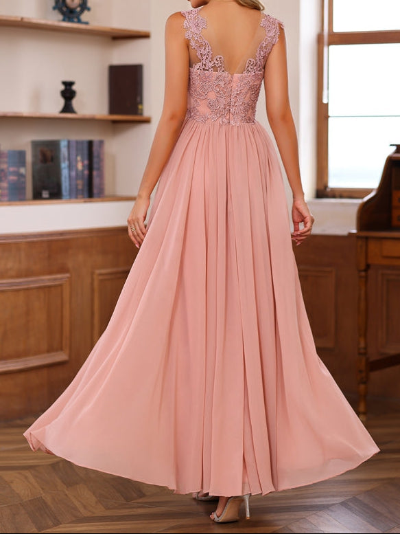 A-Line/Princess V-Neck 2 Pics Floor-Length Mother of the Bride Dresses with Appliques & Wrap
