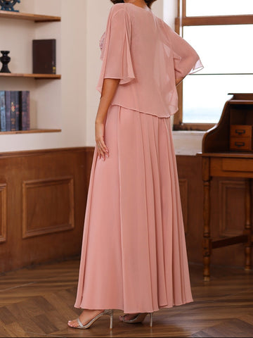 A-Line/Princess V-Neck 2 Pics Floor-Length Mother of the Bride Dresses with Appliques & Wrap