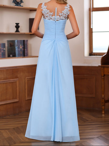 A-Line/Princess V-Neck 2 Pics Floor-Length Mother of the Bride Dresses with Appliques, Ruffles & Wrap
